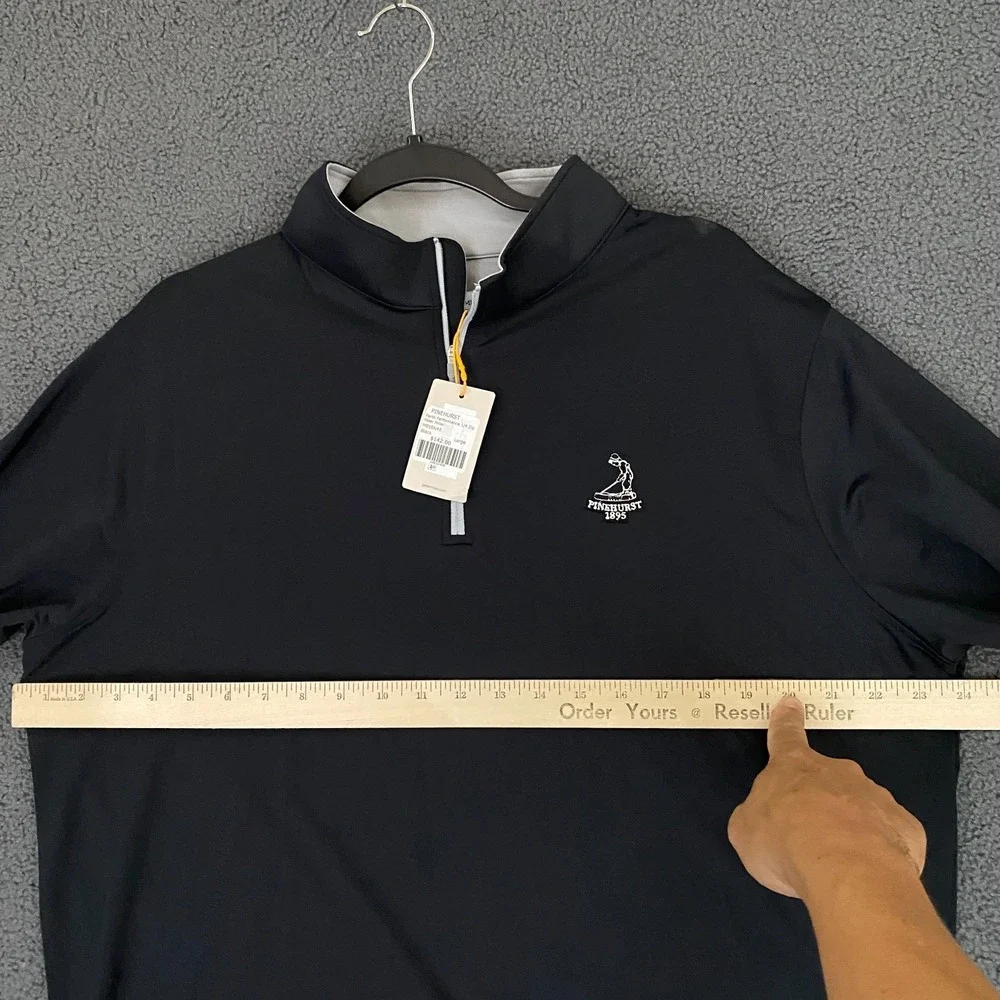 Peter Millar Pinehurst Golf Pullover Mens Large Black Perth Performance 1/4 Zip